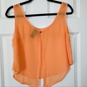 Sac’e open back sheer top w/ single button